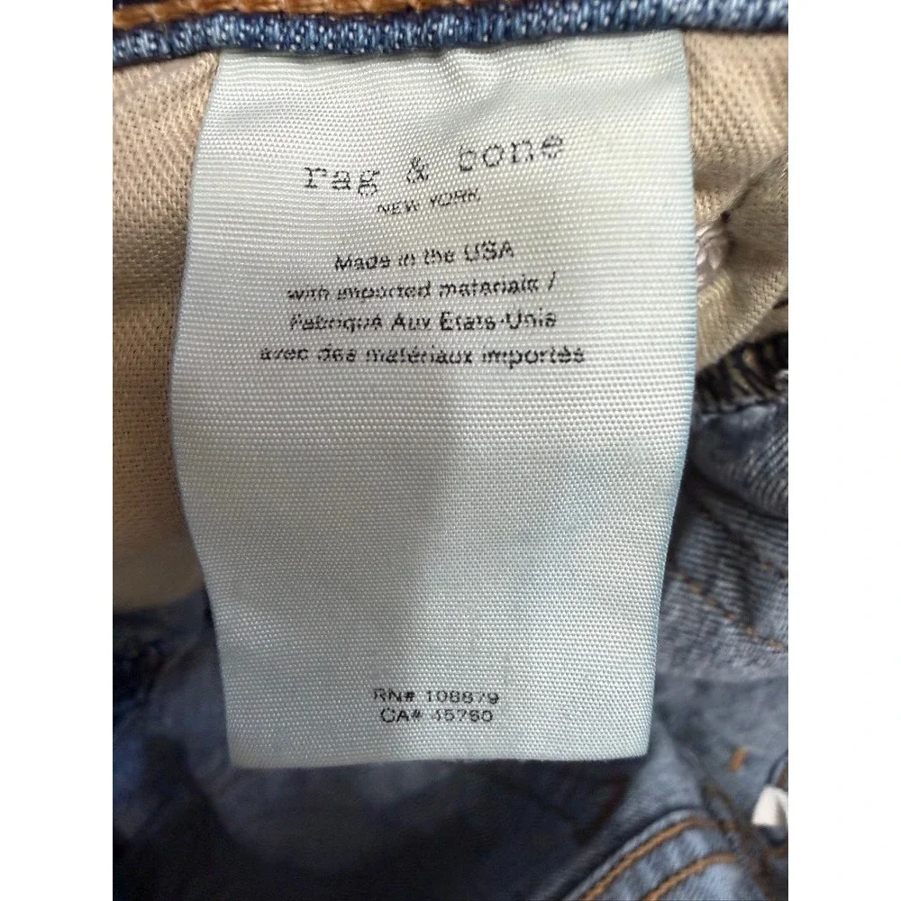 Rag & Bone Dre Low Rise Ankle Slim Boyfriend Jeans Cln Marie Size 26